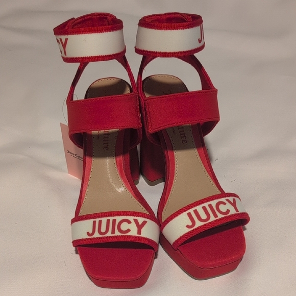 Juicy Couture Red and White Heeled Sandals - Picture 3 of 11